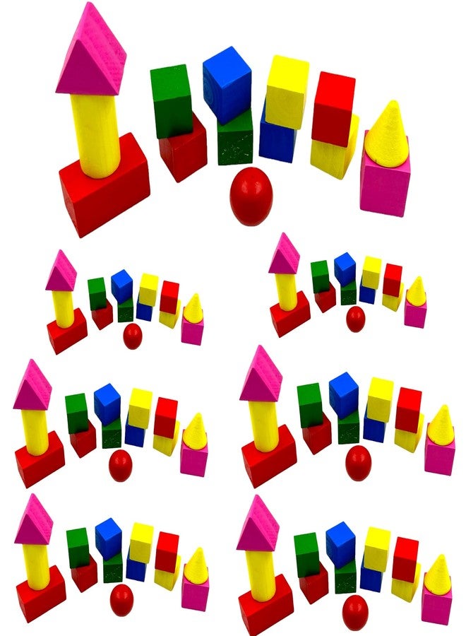 SAMVARDHAN 3D Wooden Shapes Geometric Solids Wooden Blocks for Preschool Elementary Education Early Learning for 2-9 Yrs Kids (Set of 98) - Image 1